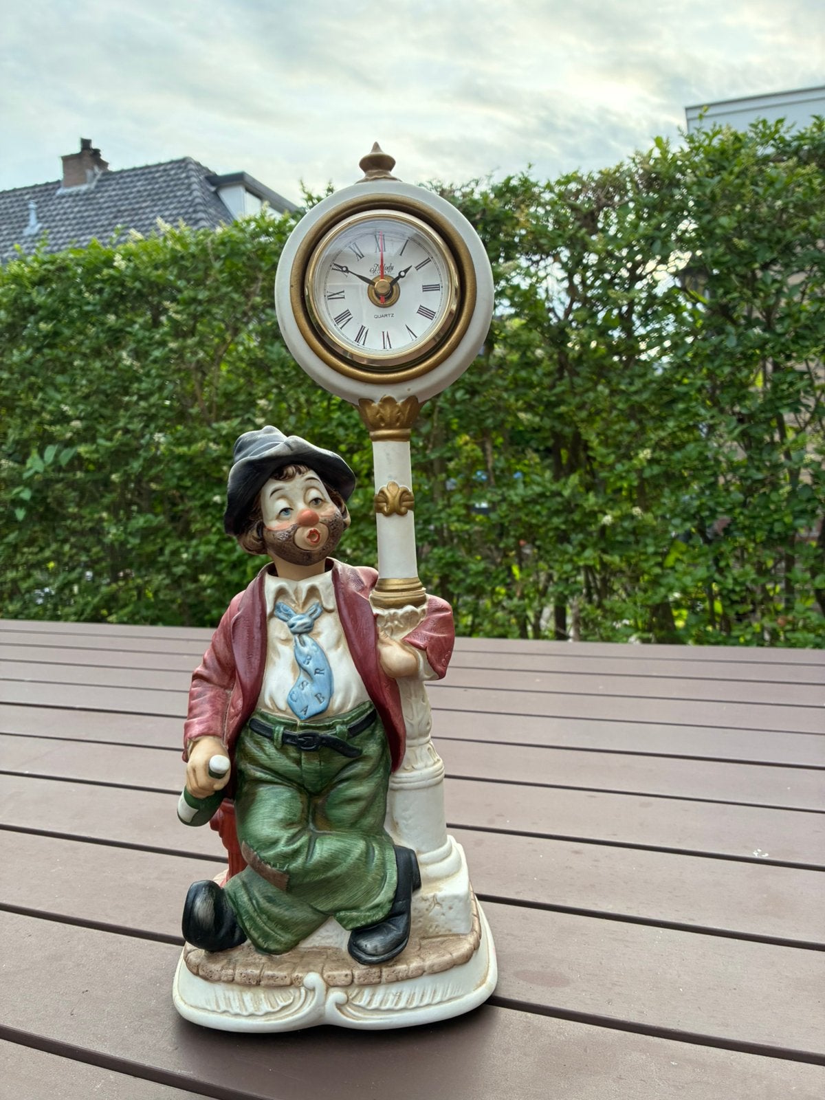 Keramische klok met draaiende nek, Ophalen of Verzenden, Gebruikt, Analoog, Wekker of Tafelklok