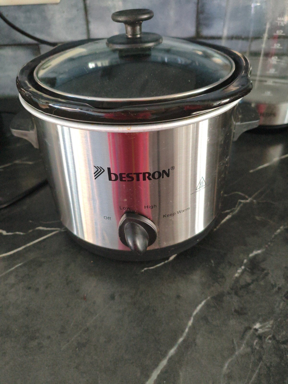Bestron Slowcooker - Zilverkleurig met Glazen Deksel, Ophalen, Gebruikt