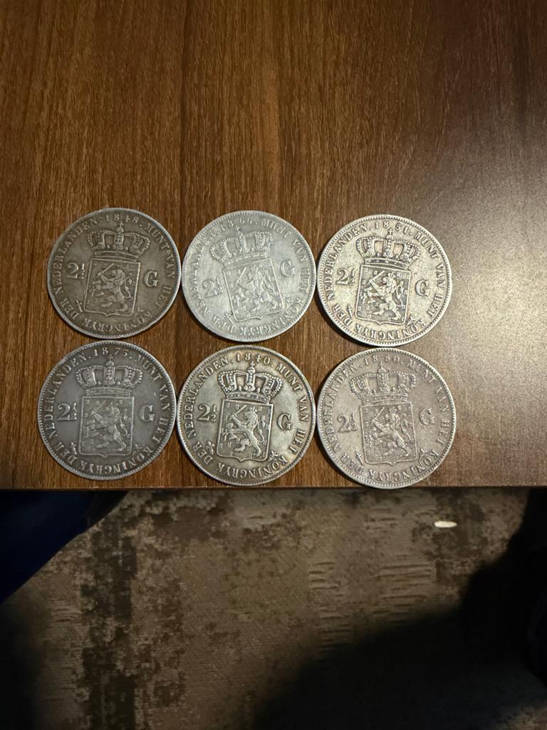 2 kilo zilveren munten en sieraden, Koning Willem III, Zilver, Losse munt, Overige waardes
