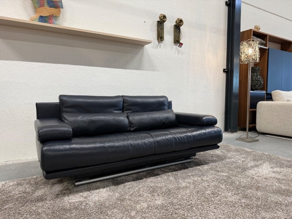 Rolf Benz 6500 Bank 2 Zits blauw leer 182