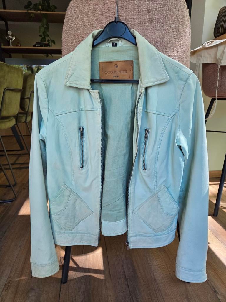 Goosecraft Leren Jasje - Lichtgroen/Mintgroen, Kleding | Dames, Jassen | Zomer, Goosecraft, Ophalen of Verzenden, Maat 36 (S)