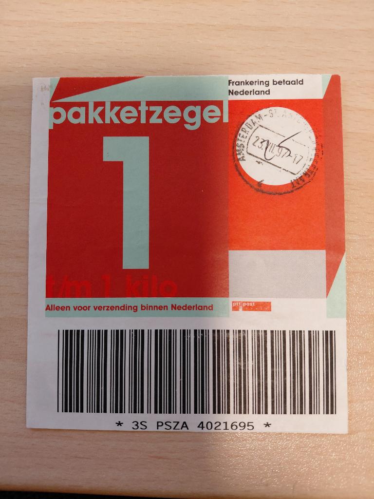 Pakketzegel t/m 1 kilo rood Met stempel Amsterdam, Verzenden, Overige typen