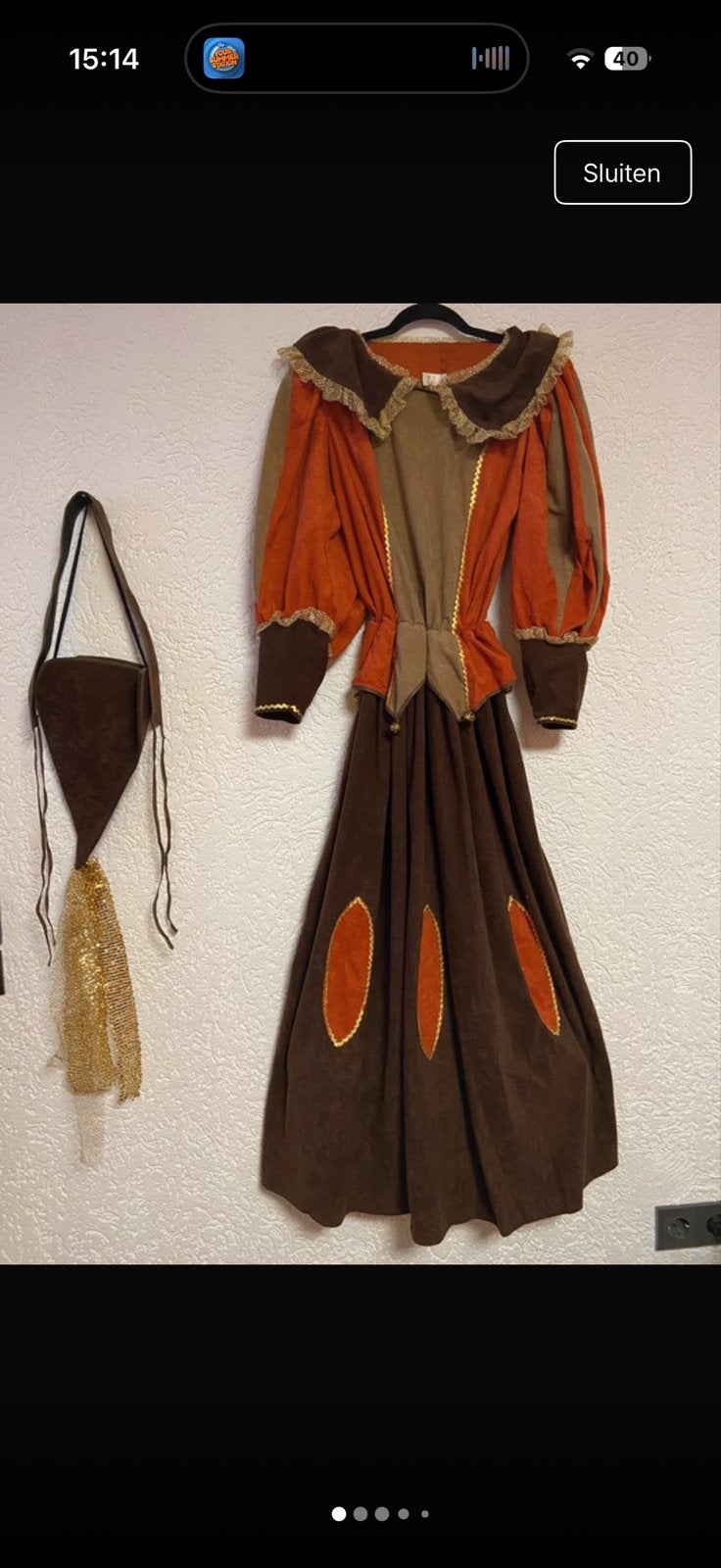 2 Middeleeuwse jurken - Oranje/bruin & Beige (Maat 38/40), Kleding | Dames, Carnavalskleding en Feestkleding, Gedragen, Kleding