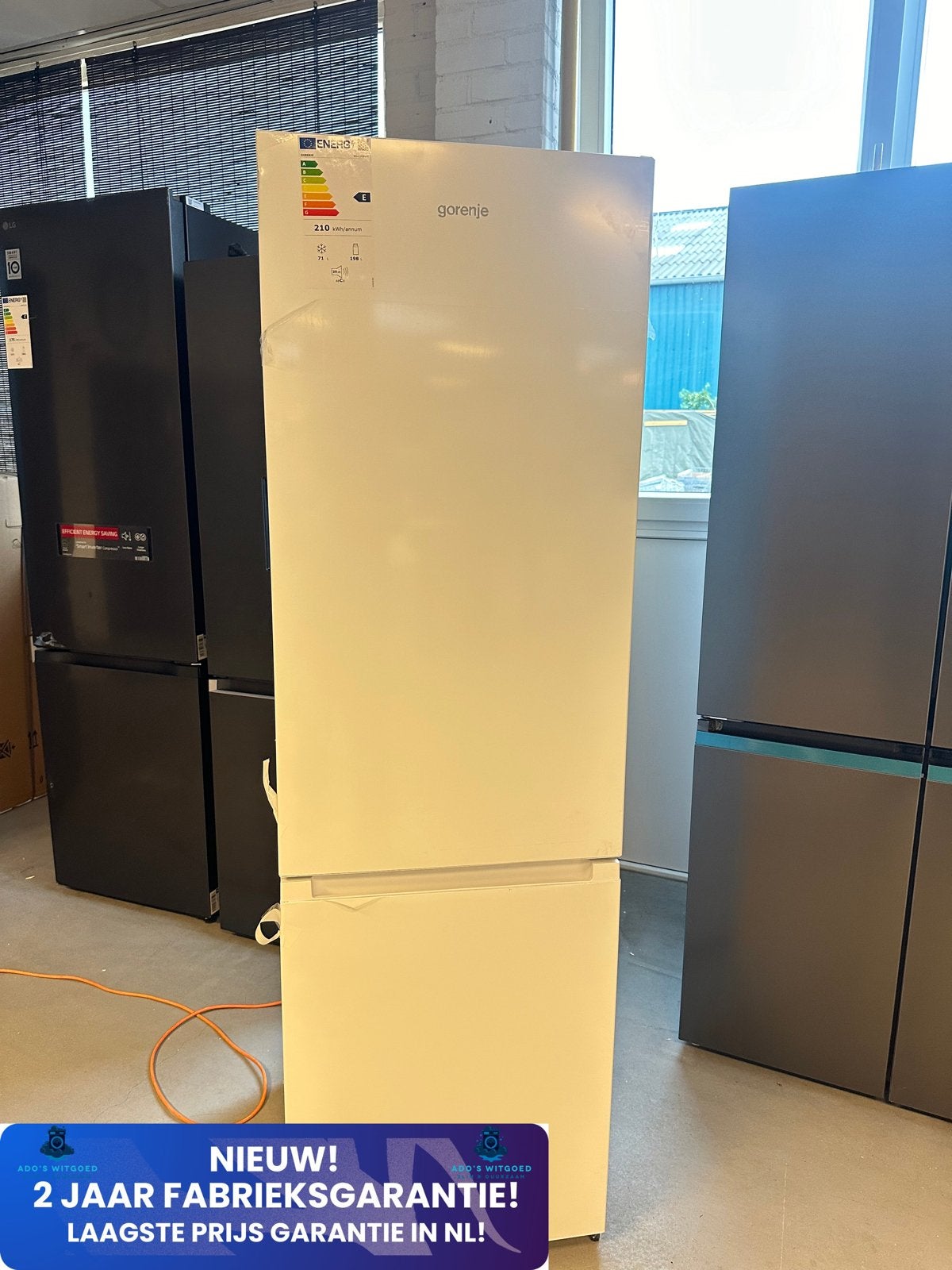GORENJE Koelvriescombinatie koelkast 264L CrispZone, 200 liter of meer, Info@adoswitgoed.nl, Nieuw, 45 tot 60 cm