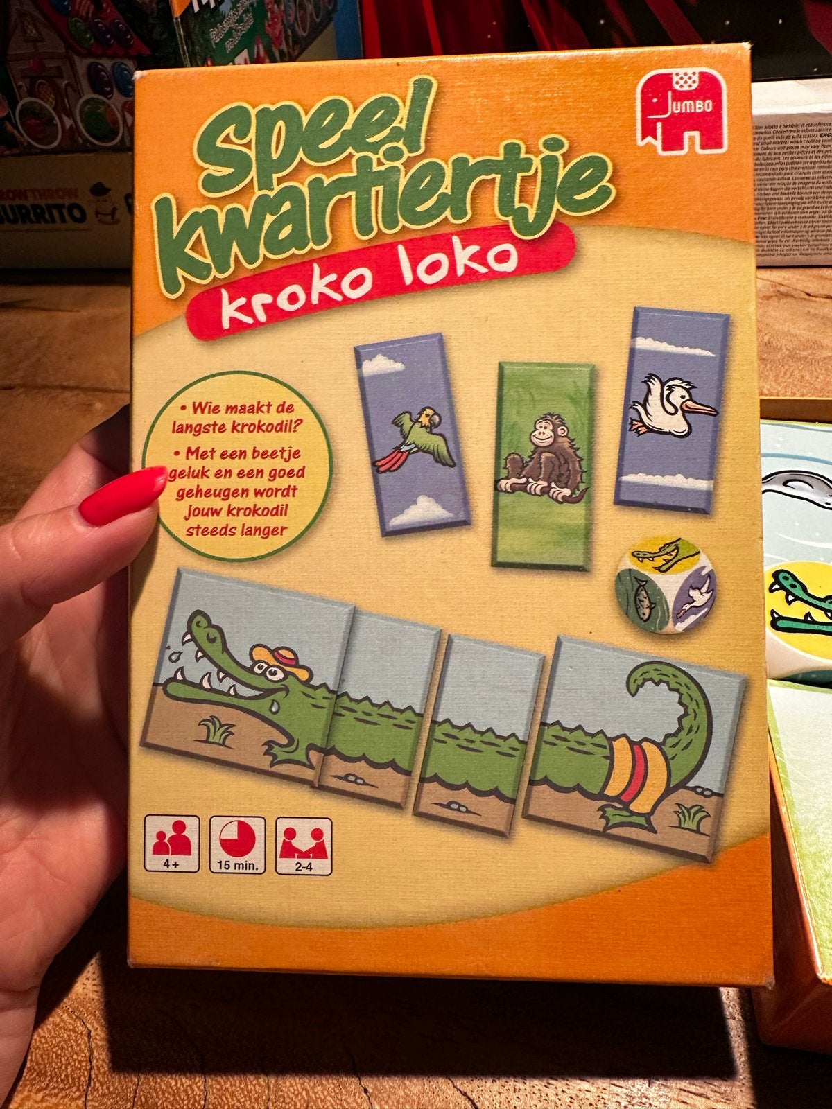 Speelkwartiertje Kroko Loko - Jumbo Gezelschapsspel, Drie of vier spelers, Ophalen of Verzenden, Zo goed als nieuw