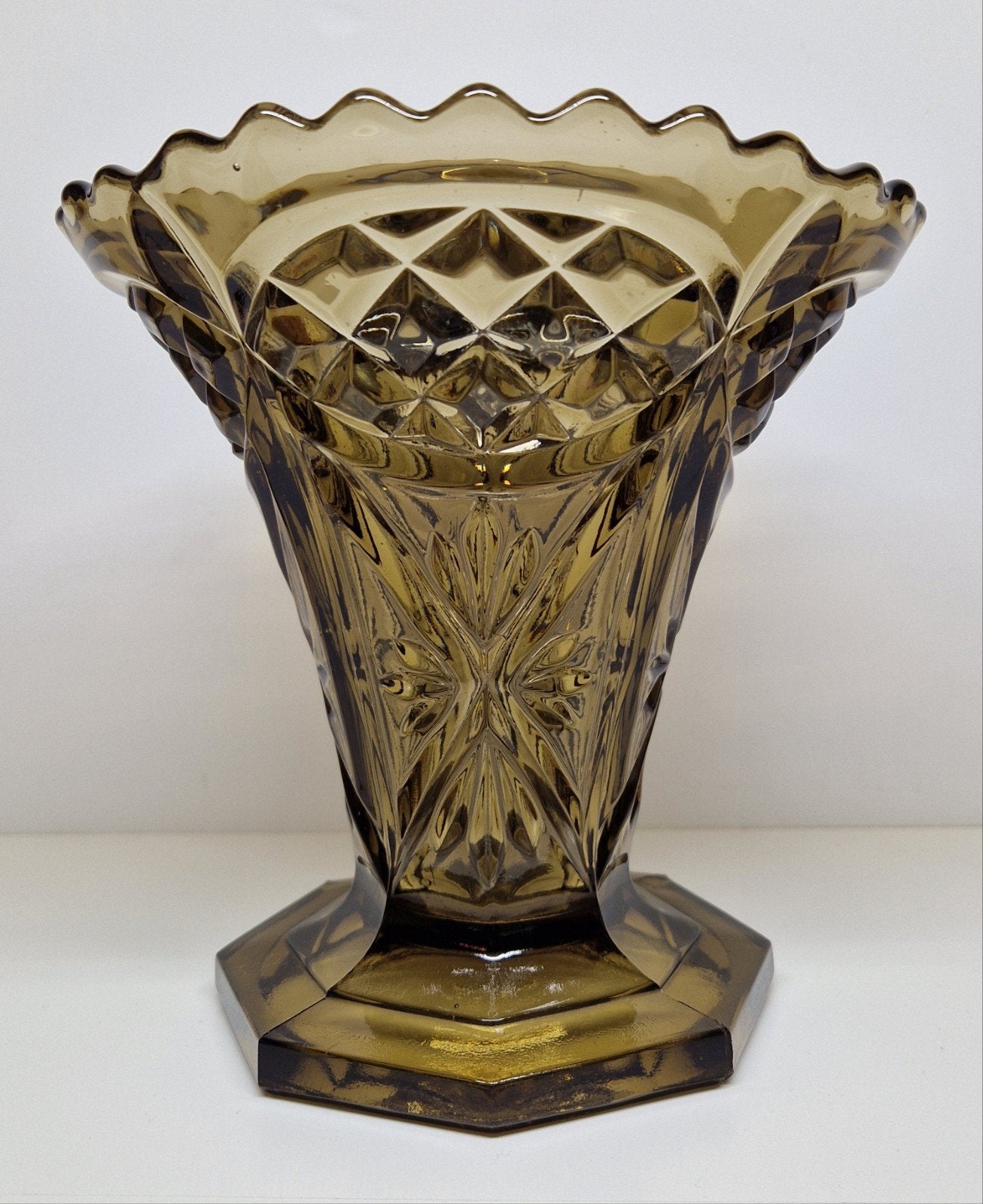 Art Deco fumé pique-fleurvaas Verreries de Scailmont 1930., Ophalen of Verzenden
