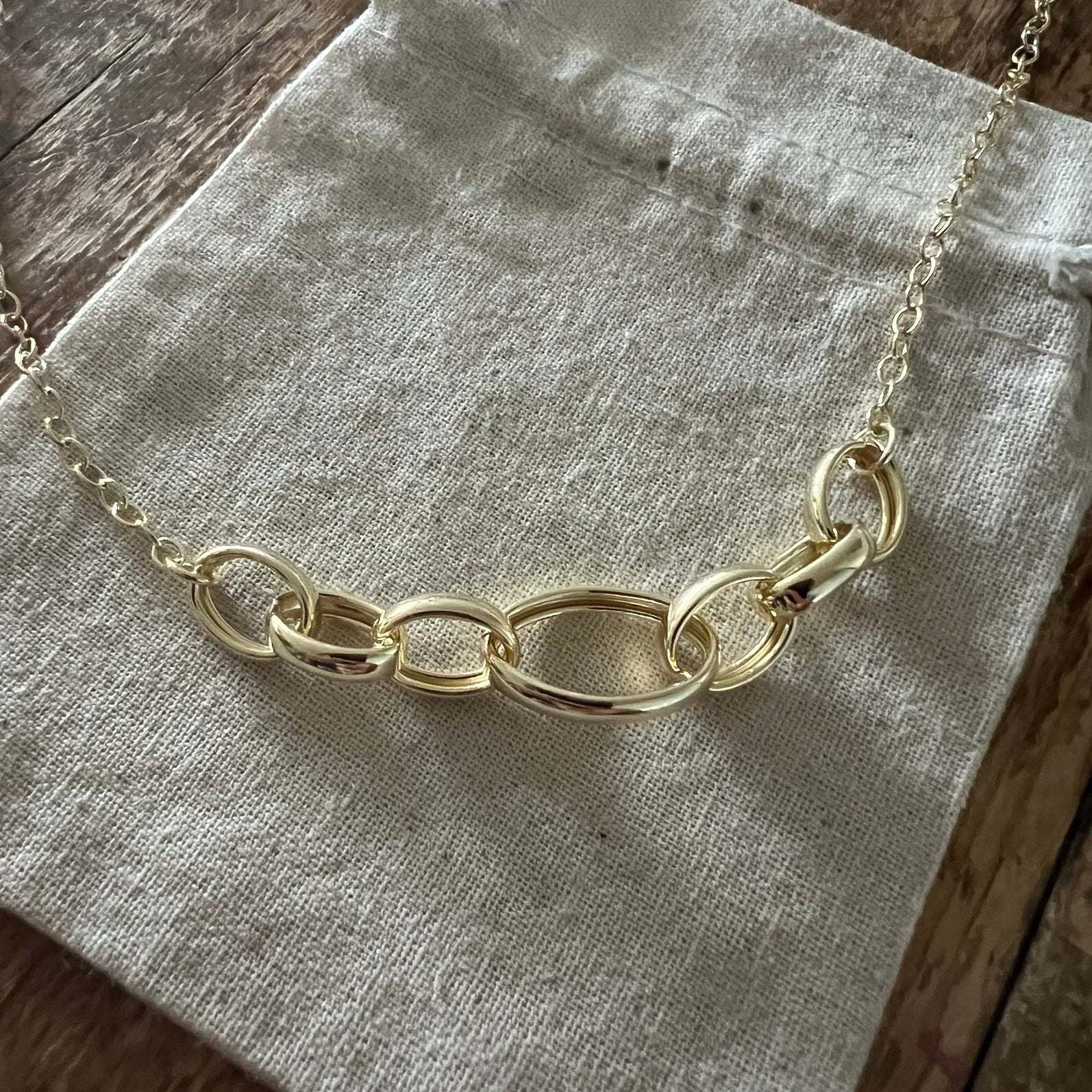 Zilveren 925 goud vergulde ketting met grote schakels, Verzenden, Zo goed als nieuw, Goud, Zilver