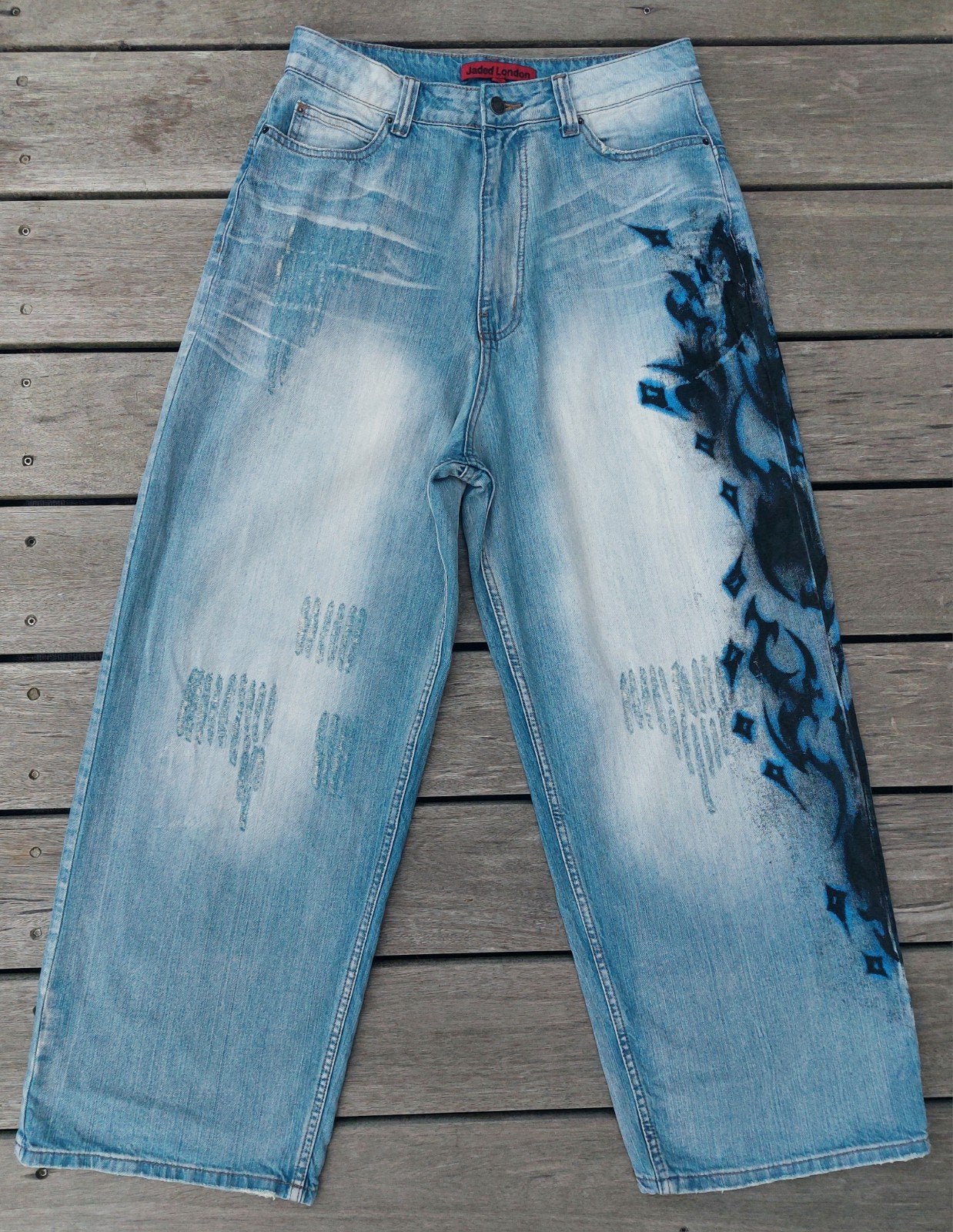 Jaded London Spike Airbrush Colossus Jeans. Maat 30, Ophalen of Verzenden, Gedragen, Blauw, W32 (confectie 46) of kleiner