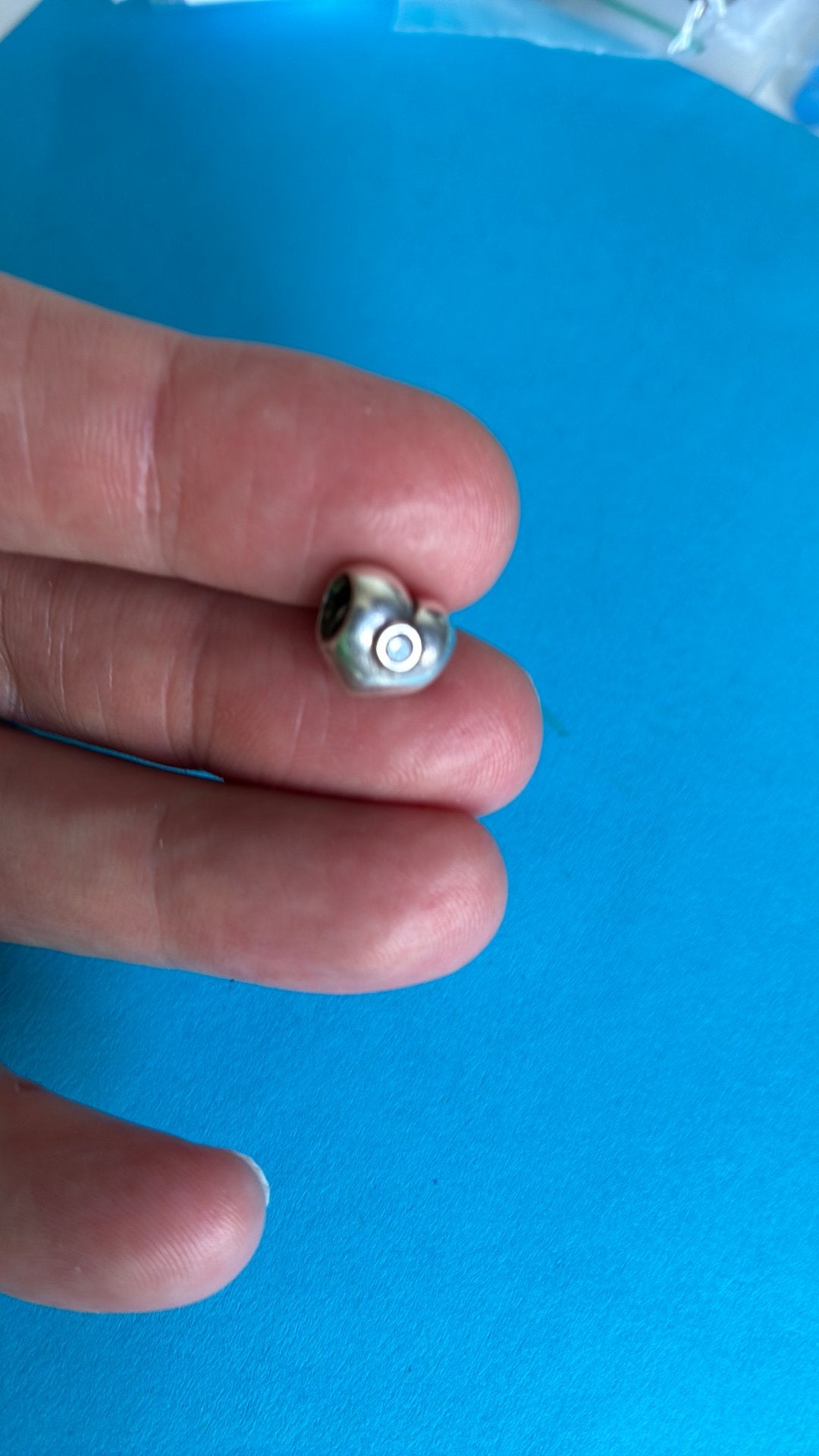 925 zilver bedel hartje pandora, Gebruikt, Pandora, Ophalen of Verzenden, 1 bedel