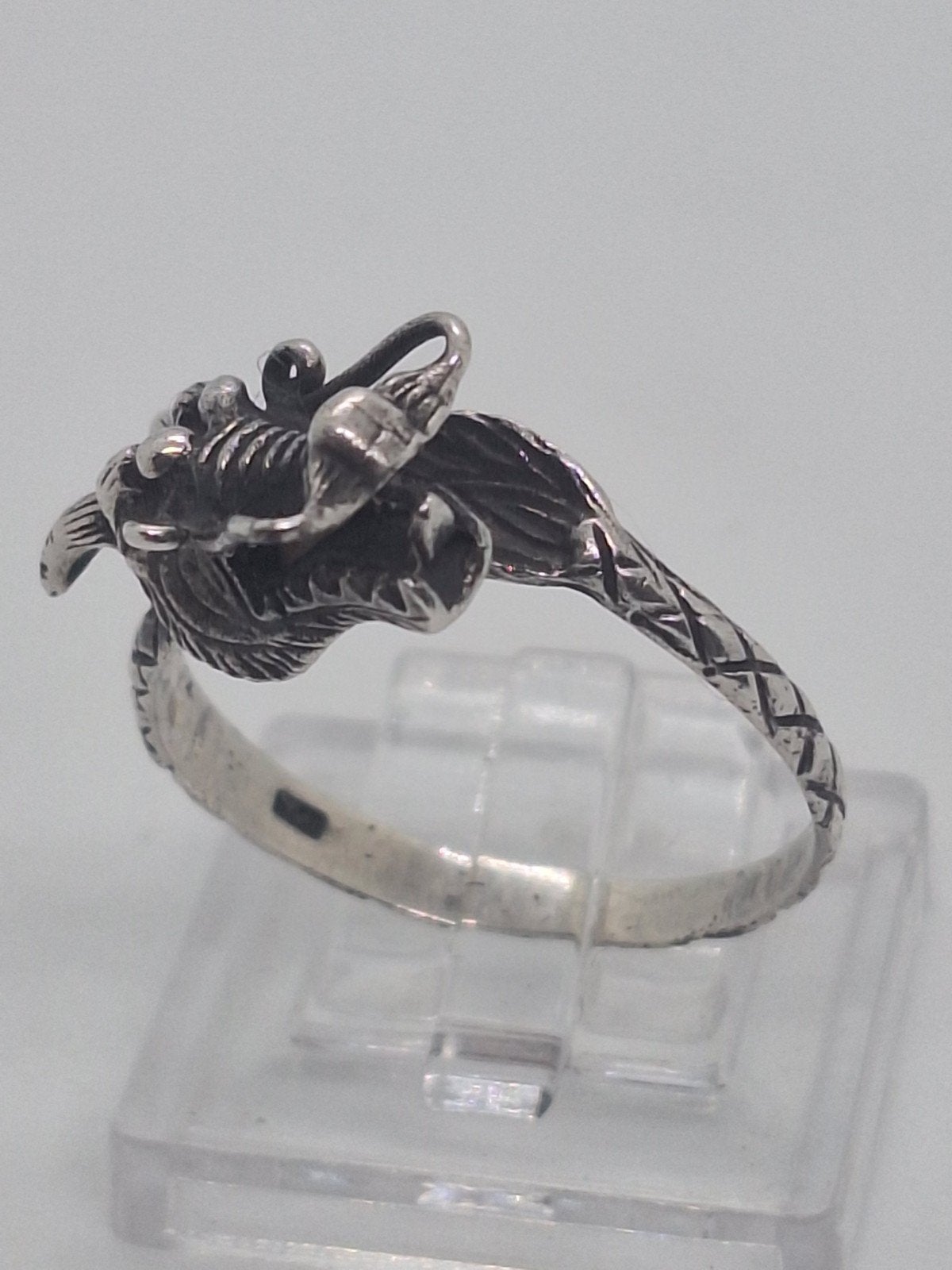 Zilveren Draken Ring - Maat 18.5, Sieraden, Tassen en Uiterlijk, Ringen, 18 tot 19, Gebruikt, Ophalen of Verzenden, Dame of Heer