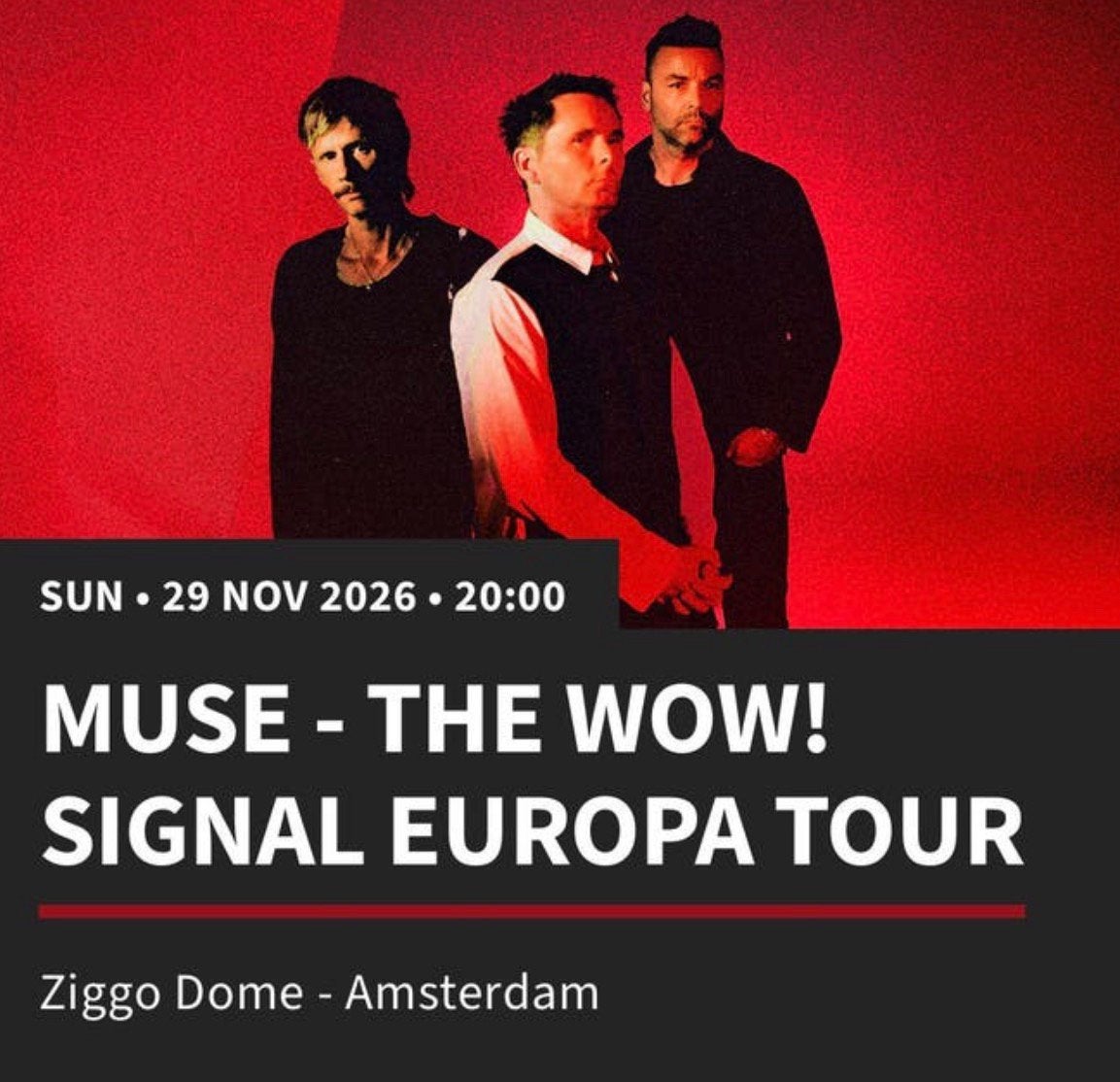 MUSE 2x zitplaatsen - Ziggo dome 29 nov, Twee personen, November