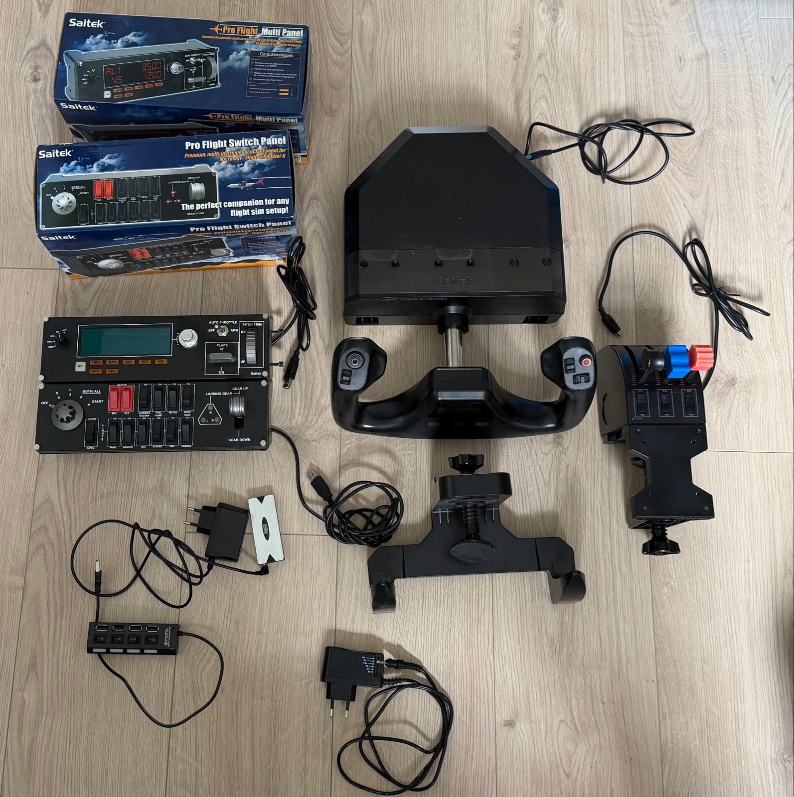Saitek Pro Flight Yoke System & Panelen - Complete Set, Ophalen of Verzenden, Overige merken, Gebruikt