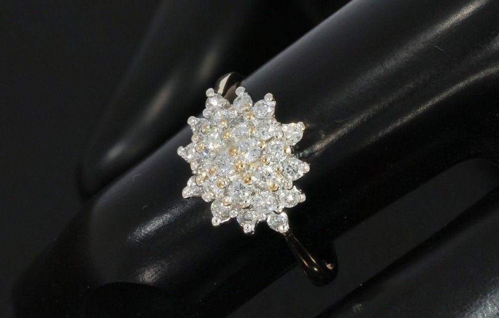 Diamanten 14k gouden luxe dames ring rozet briljant uniek