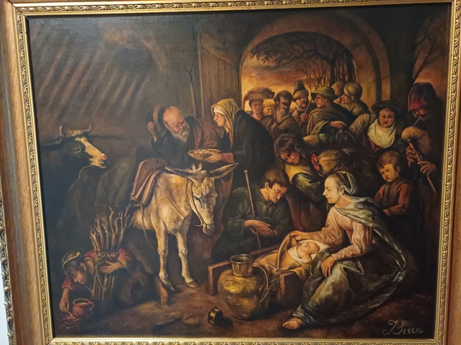 mooie antiek schilderij links onder signeerd, Ophalen of Verzenden
