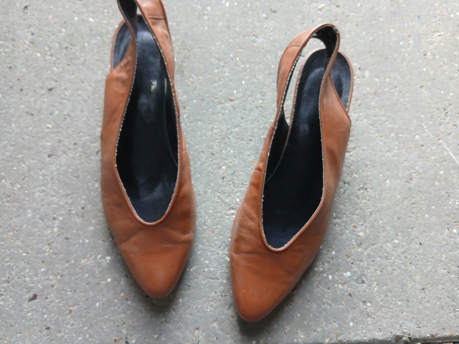 Leuke bruine schoenen met open hak en hakje in maat 40/7., Ophalen, Bruin, Elegantie, Gedragen