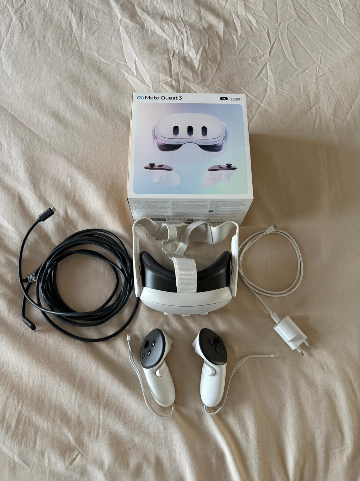 Meta Quest 3 512GB + VR Link Cable, Spelcomputers en Games, Ophalen of Verzenden, Zo goed als nieuw, VR-bril, Overige platformen