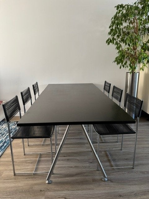 Bulthaup tafel + Spaghetti Chair Giandomenico Belotti 6x, Hout, Zwart, Ophalen of Verzenden, Zo goed als nieuw