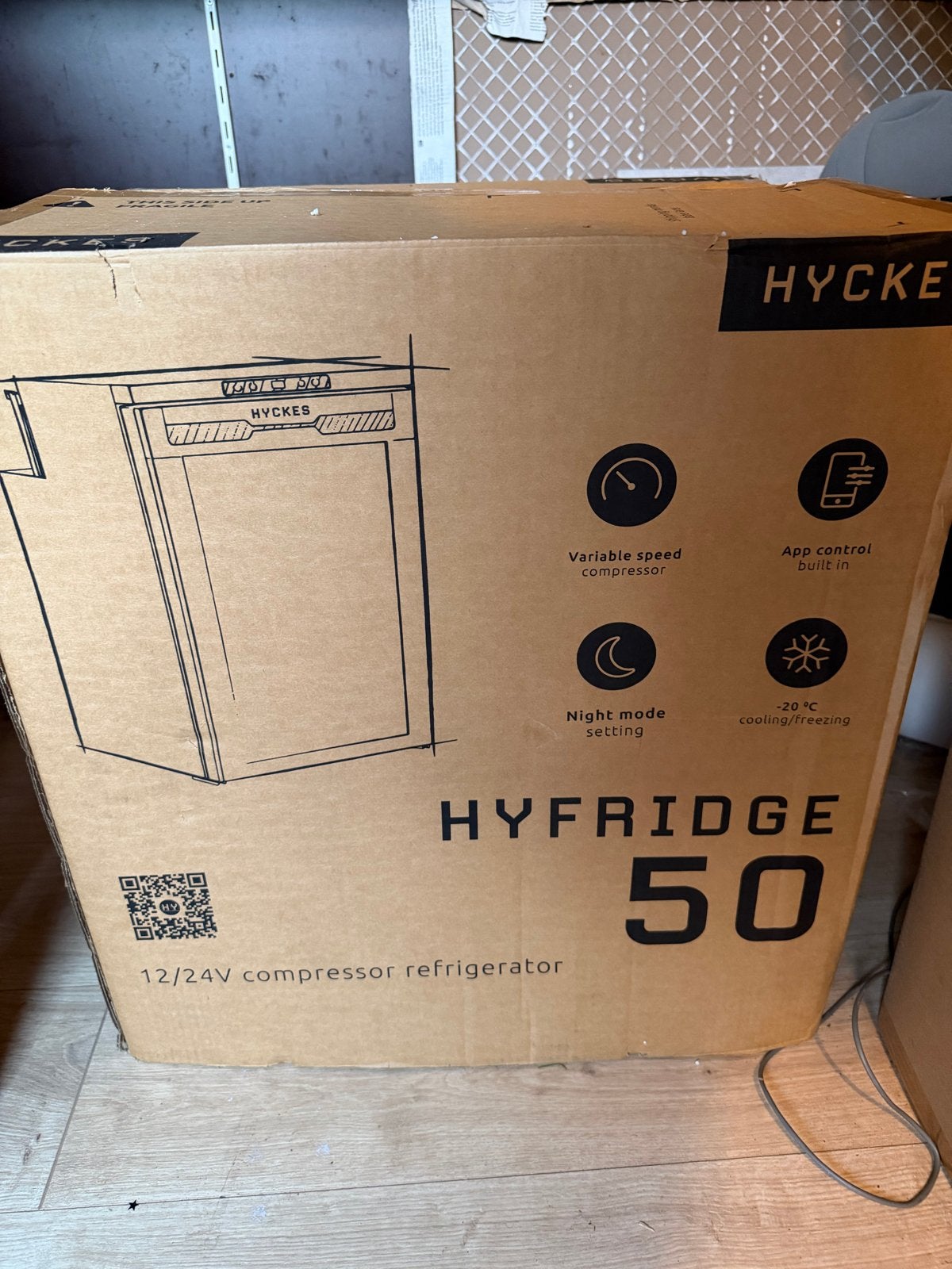 Hyckes HyFridge 50 compressor koelkast Mét Vriesvak - Nieuw!, Ophalen, Minder dan 85 cm, Nieuw, Minder dan 75 liter