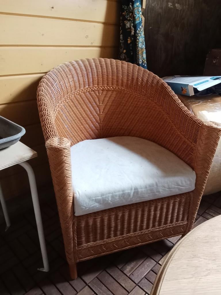 Roberti Rattan Italië fauteuil, Huis en Inrichting, Fauteuils, Zo goed als nieuw, 50 tot 75 cm, 75 tot 100 cm, Ophalen