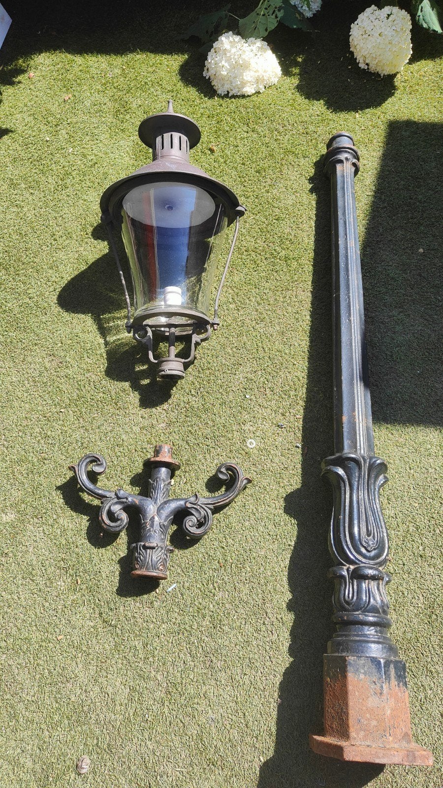 Nostalgische buitenlamp gietijzer en koper/messing, Tuin en Terras, Ophalen