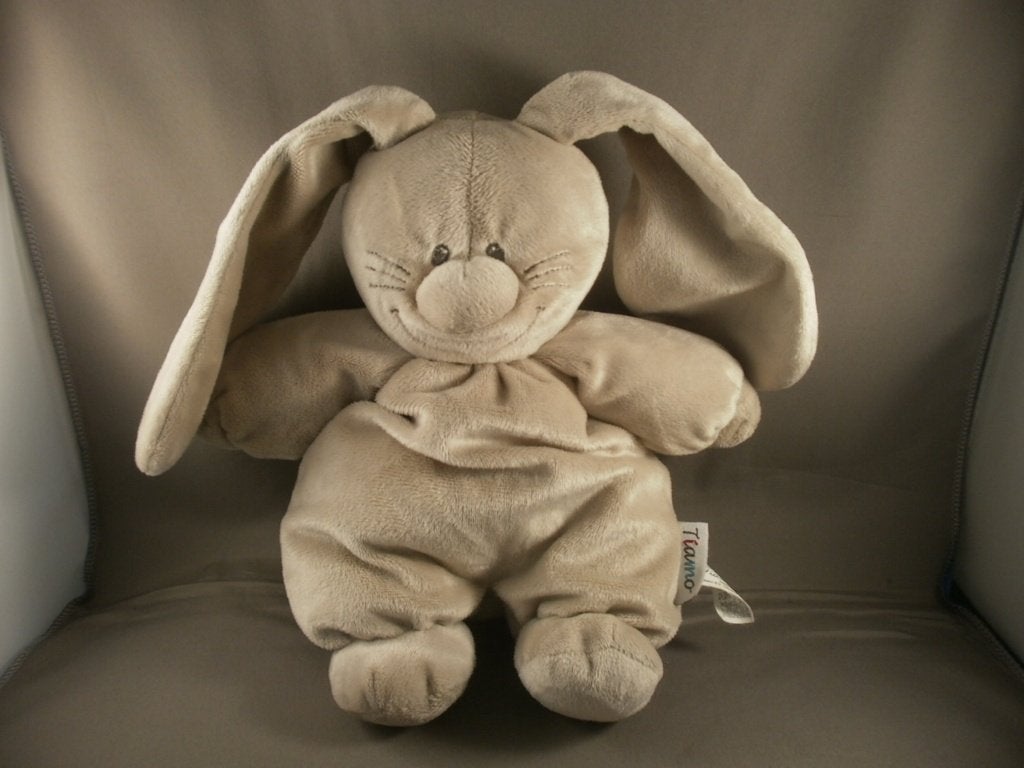 Tiamo konijn basic bunny bruin velours grijze ogen snorharen, Ophalen of Verzenden, Middelgroot (20 tot 80 cm), Wasbaar, Tiamo