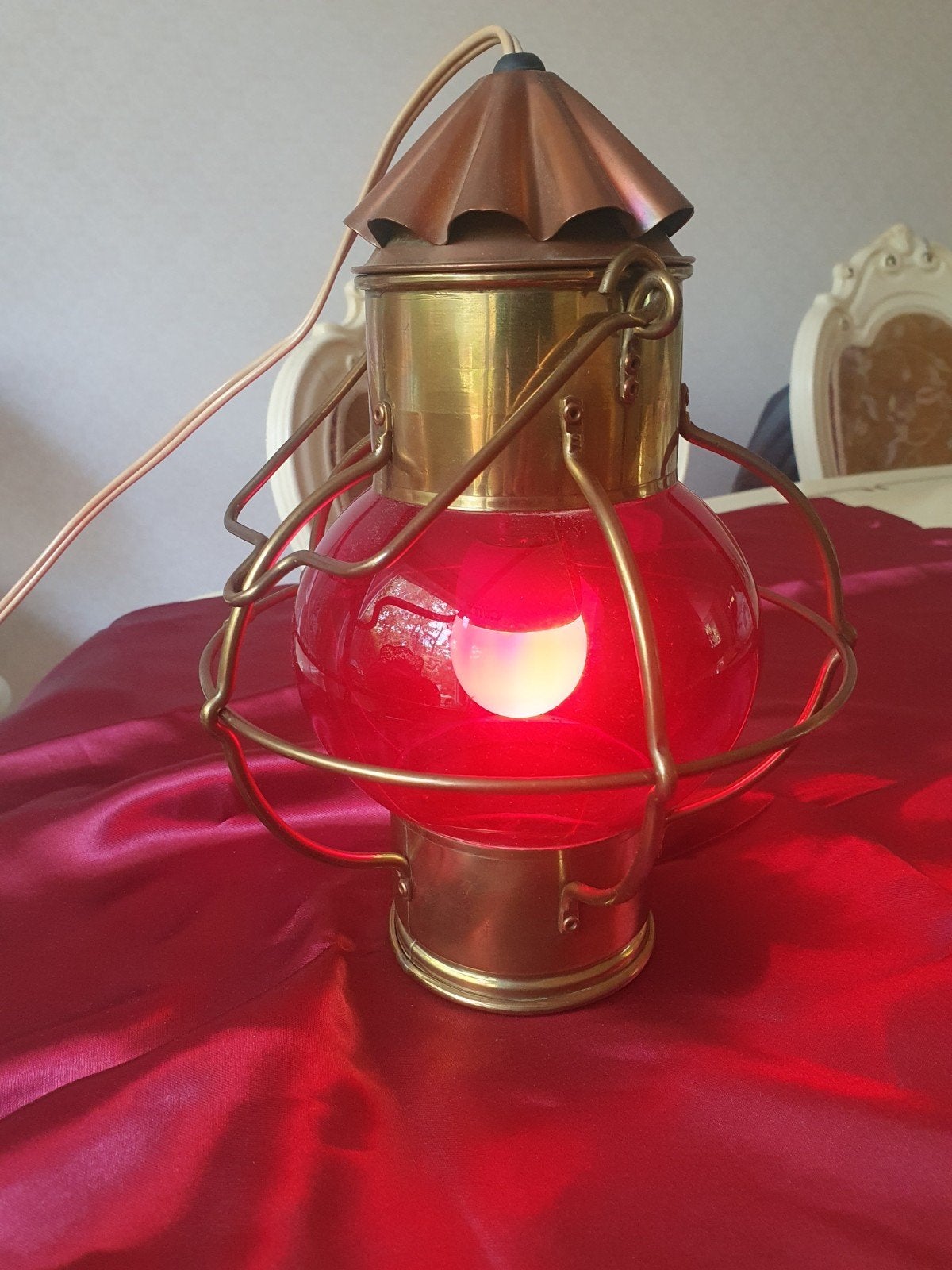 Prachtige Oude Scheepslamp Bakboord Electrisch 35 cm, Ophalen of Verzenden, Zo goed als nieuw, Motorboot of Zeilboot, Gebruiksvoorwerp
