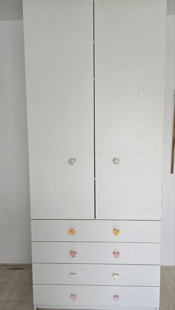 Witte Ikea Pax kledingkast met lades en hangruimte, Gebruikt, 50 tot 100 cm, Kinderkamer, Modern, 150 tot 200 cm