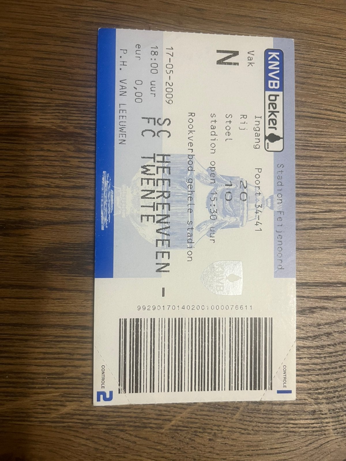 TICKET HEERENVEEN-FC TWENTE BEKERFINALE 2009, Ophalen of Verzenden, Zo goed als nieuw, F.C. Twente, Overige typen