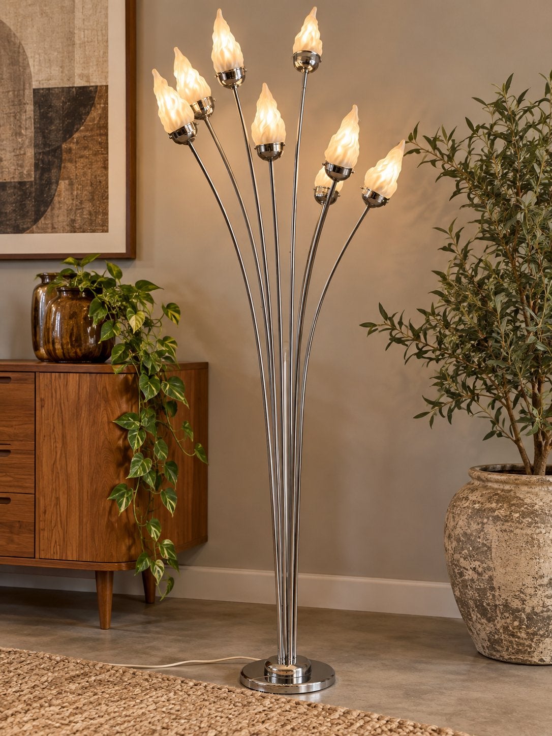 Prachtige sprietlamp van ca 200cm hoog - art deco - vlammen, Huis en Inrichting, Ophalen, Overige fittingen, Zo goed als nieuw