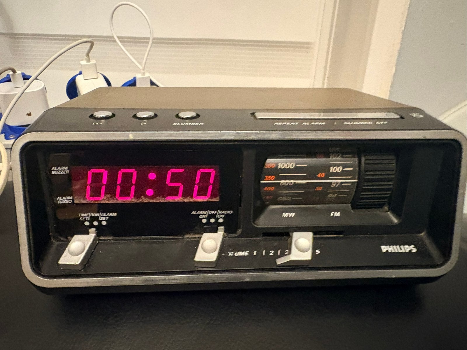 vintage Philips 90AS160 klokradio uit de jaren '70, Ophalen of Verzenden, Zo goed als nieuw