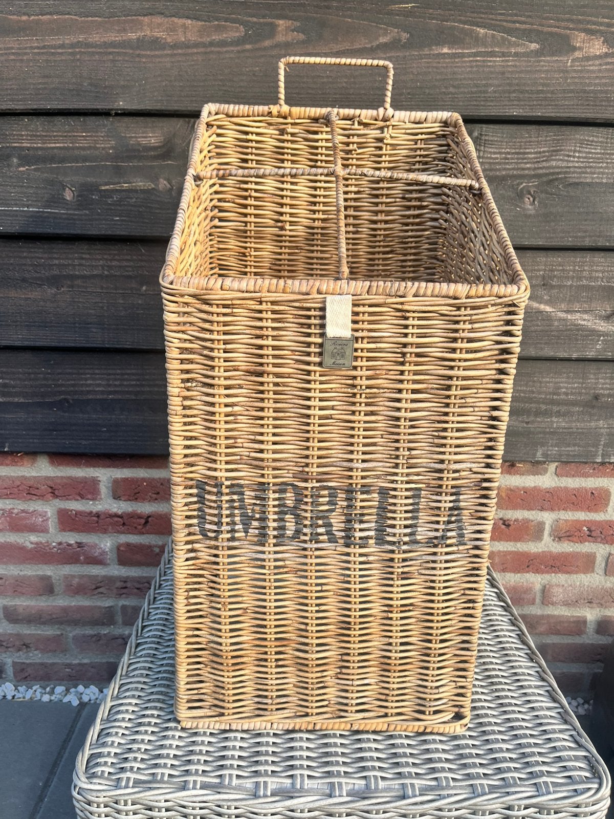 Riviera Maison Paraplubak umbrella ratan, Ophalen, Zo goed als nieuw, Rond, Riet