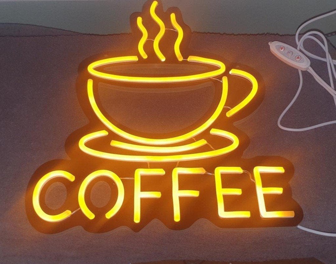 LED Neon Coffee Verlichting met Dimmer - USB, Dimbaar, Ophalen of Verzenden, Nieuw, Geel