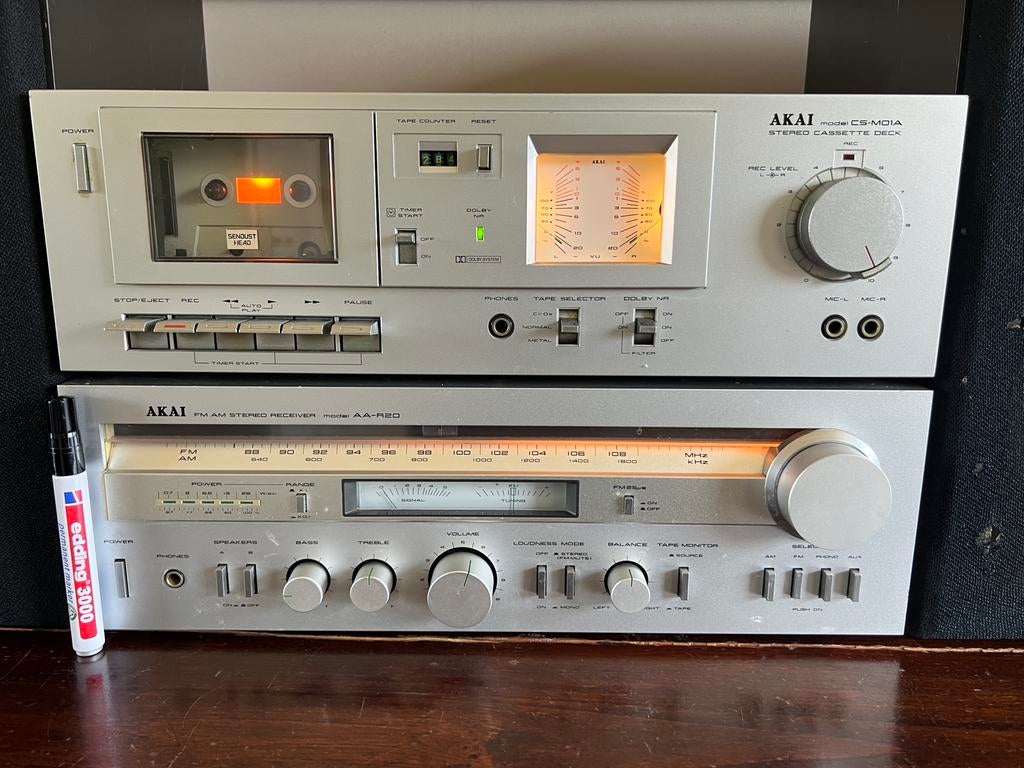 Vintage Akai Receiver + Cassettedeck | jaren 70 hifi |, Audio, Tv en Foto, Versterkers en Receivers, Overige merken, Gebruikt