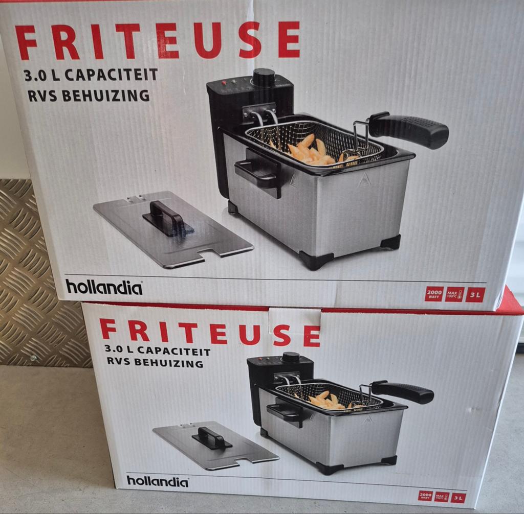 2x Hollandia Friteuse 3.0L RVS Behuizing - Nieuw in doos, Witgoed en Apparatuur, Frituurpannen, 2 tot 3 liter, Ophalen, Nieuw