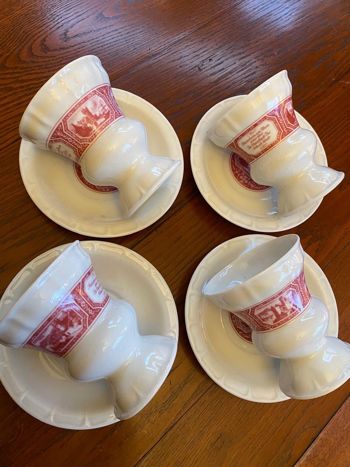 Set van 4 Heinrich Porselein Rüdesheim am Rhein bekers, Antiek en Kunst, Ophalen of Verzenden