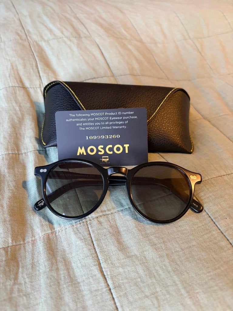 Moscot Miltzen zonnebril – lensmaat 49 mm (Forest Wood tint), Overige merken, Zonnebril, Zwart, Ophalen of Verzenden