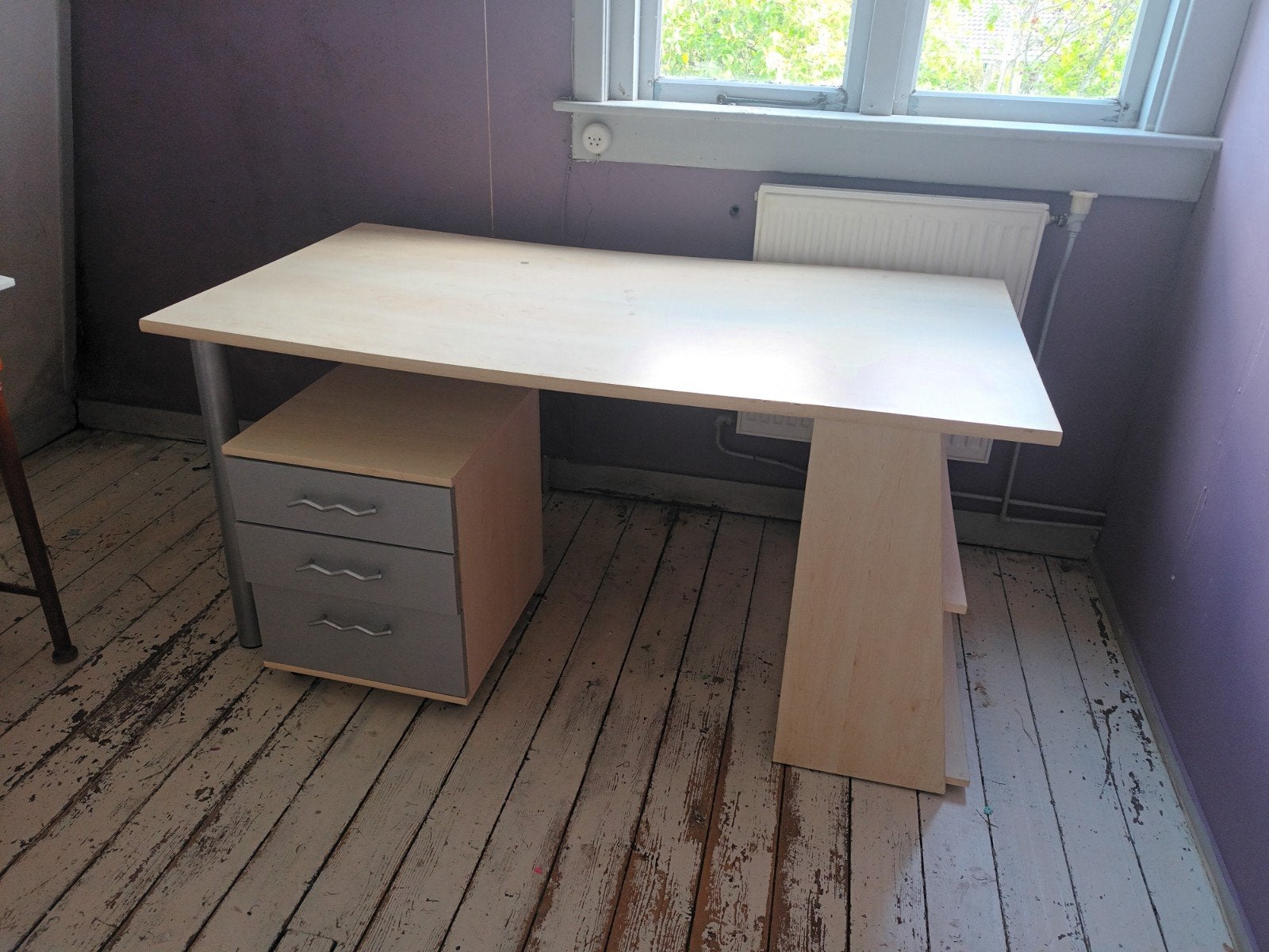 vintage bureau met opbergruimte en verrijdbaar ladenblok, Huis en Inrichting, Ophalen, Met lades, Gebruikt, Hout