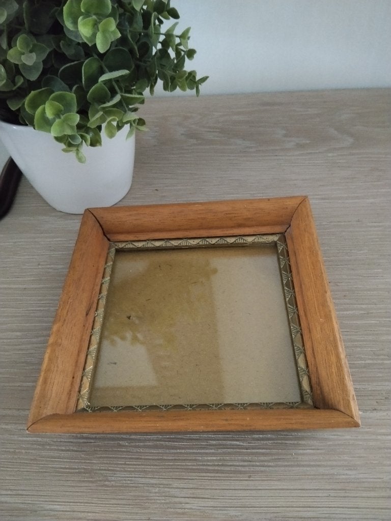 vintage houten fotolijst, Ophalen of Verzenden, Zo goed als nieuw, Fotolijst, Met glas