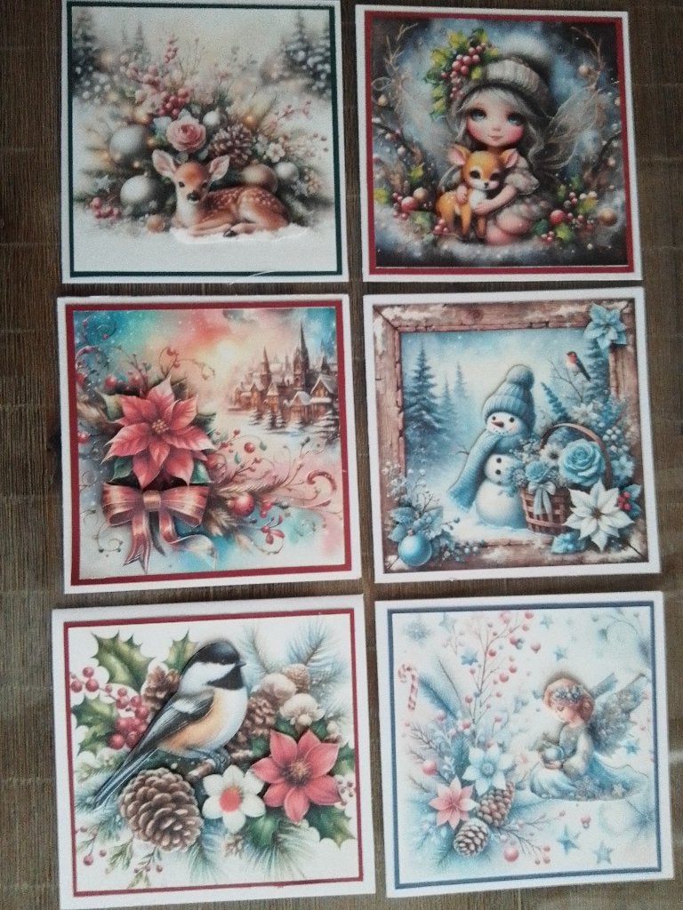 6x  Kerstkaarten, Ophalen, Nieuw, Kerst
