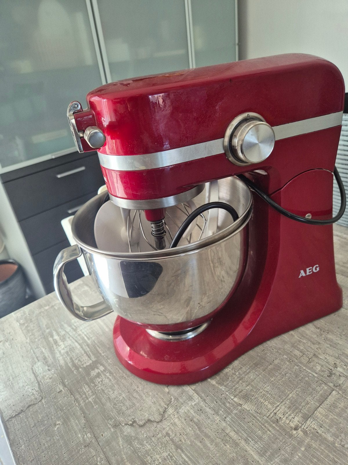 AEG Ultramix Keukenmachine Rood - Zo goed als nieuw, 3 tot 4 liter, Ophalen of Verzenden, Zo goed als nieuw, 3 snelheden of meer