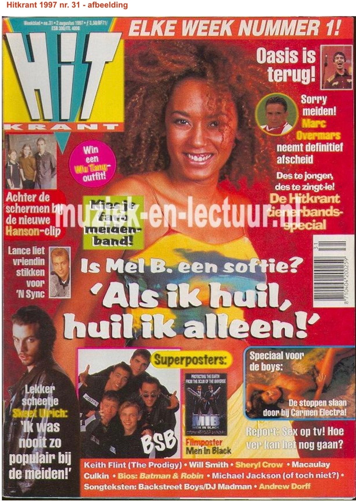 Gezocht: Hitkrant 1997 nr. 31 met : Overmars, Ophalen of Verzenden, Gelezen, Muziek, Film of Tv