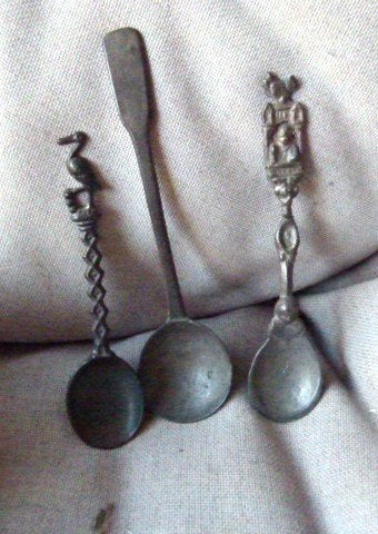 3 tinnen lepels, Ophalen of Verzenden
