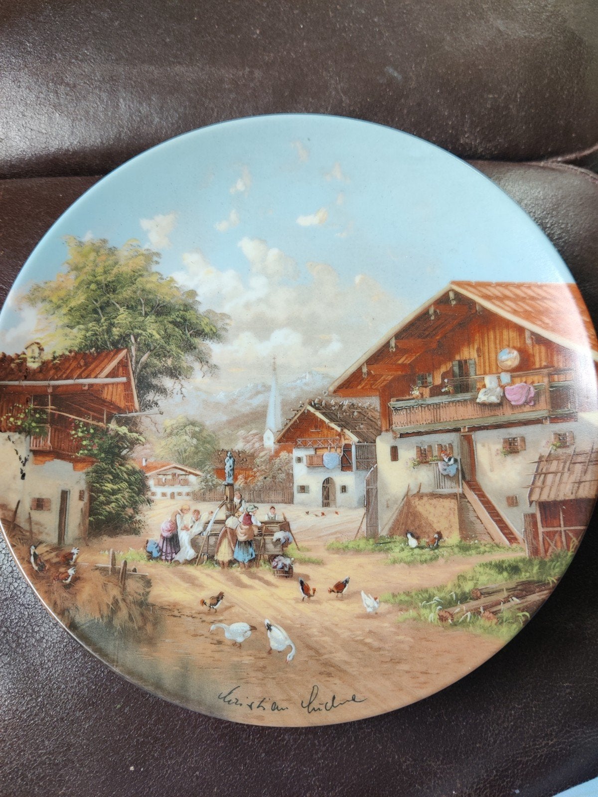 Seltmann Weiden "Waschtag an Dorfbrunnen" sierbord 1987, Ophalen of Verzenden