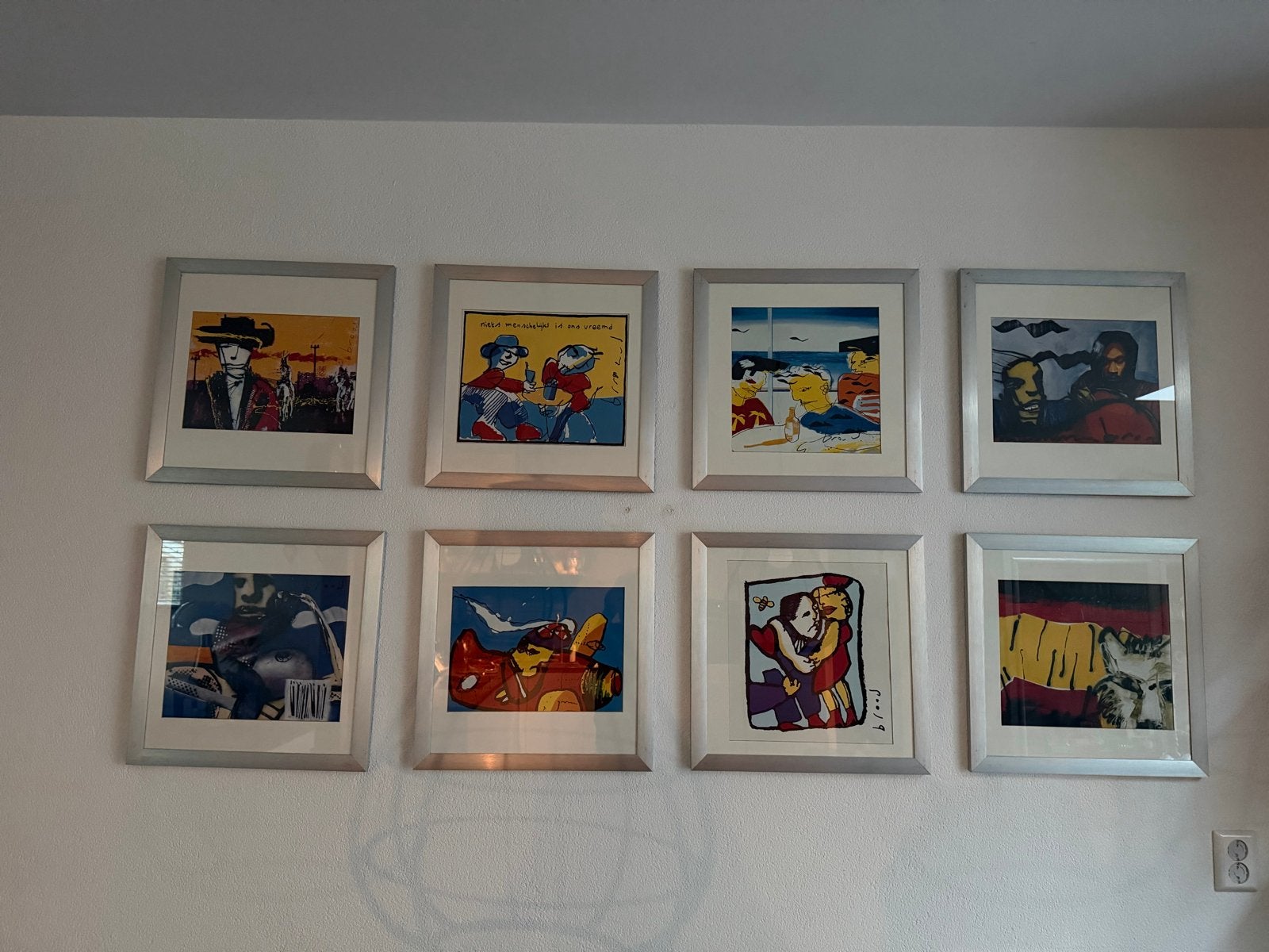 Herman Brood, set van 8 stuks , ingelijst, Ophalen, Figuren, Papier/karton, Achter glas