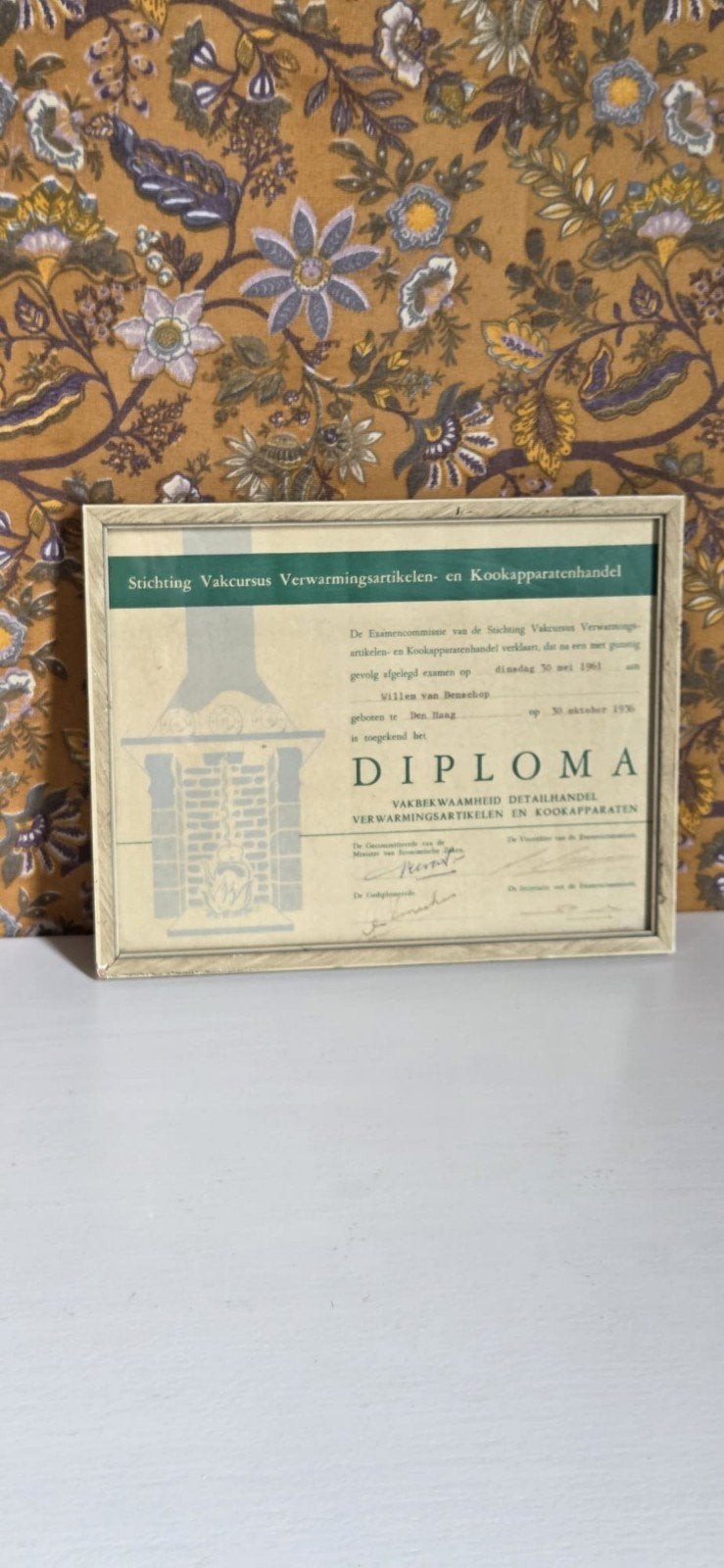 Vintage Diploma Vakbekwaamheid Verwarming/Kookapparaten, Verzamelen, Ophalen of Verzenden, Gebruikt