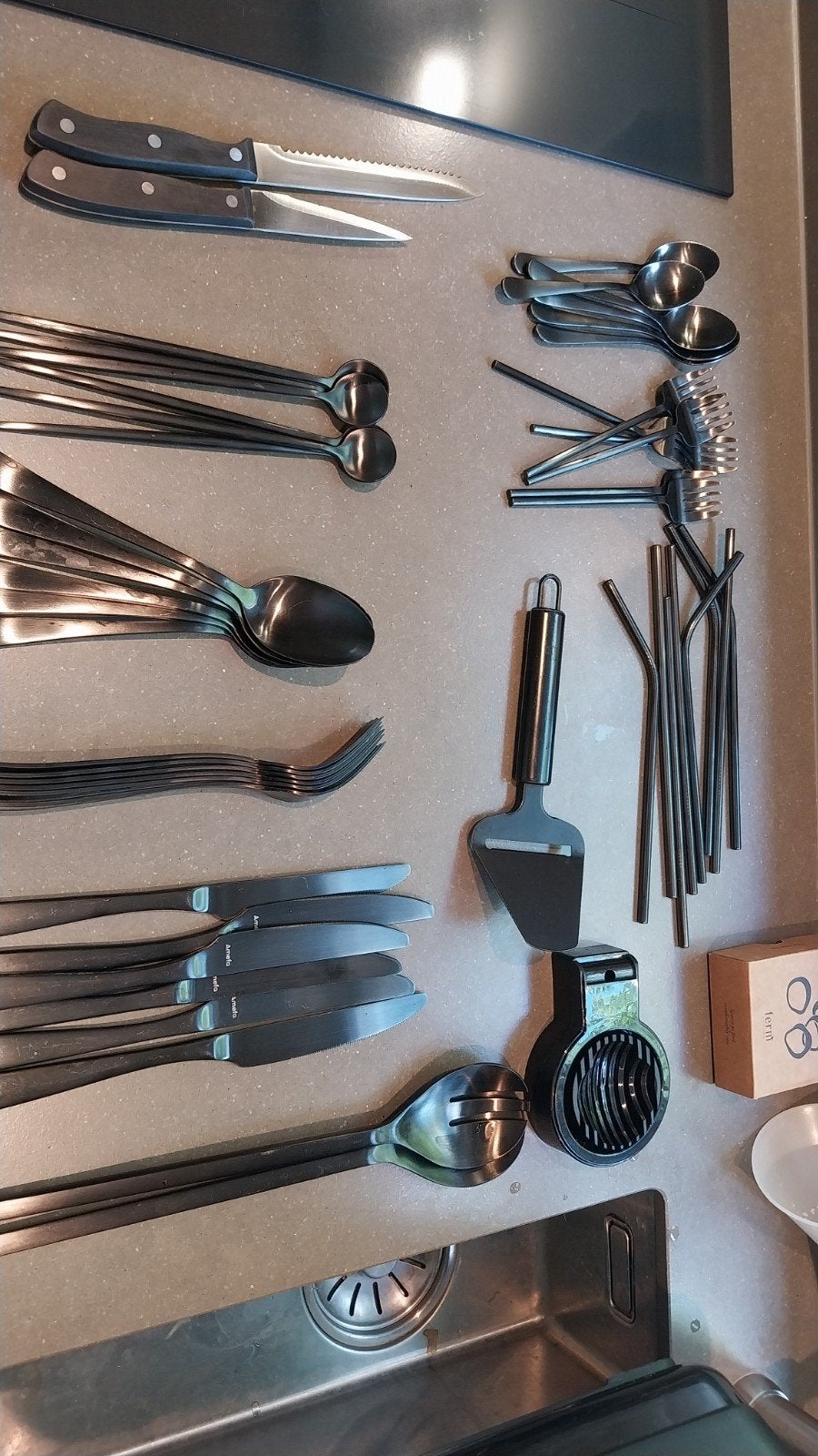 Amefa Bestekset - Zwart RVS - Zo goed als nieuw, Bestekset, Ophalen of Verzenden, Zo goed als nieuw, Amefa