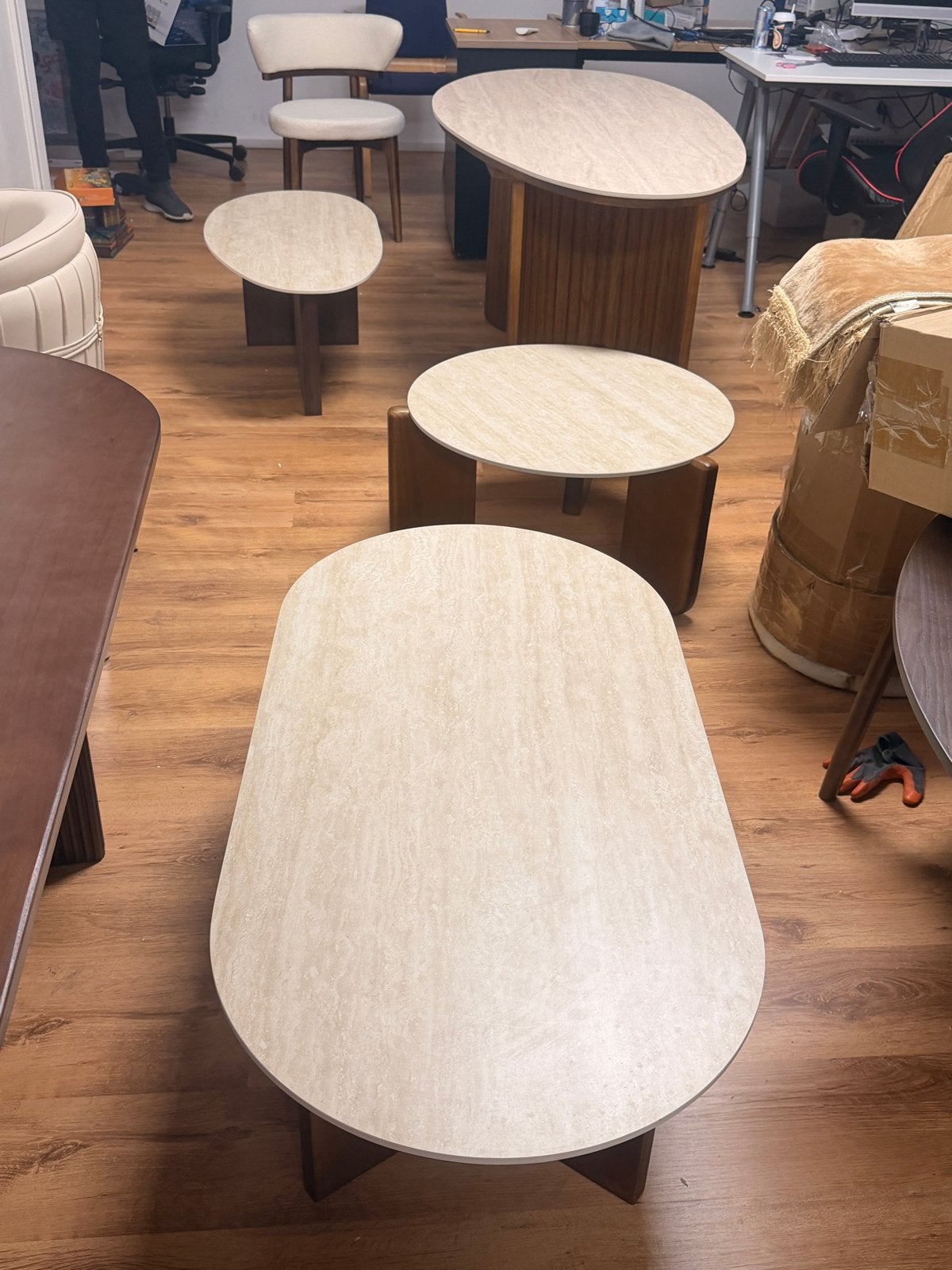 Partij meubels: Salontafels, eettafels en stoelen, Ophalen, 100 tot 150 cm, Zo goed als nieuw, Ovaal