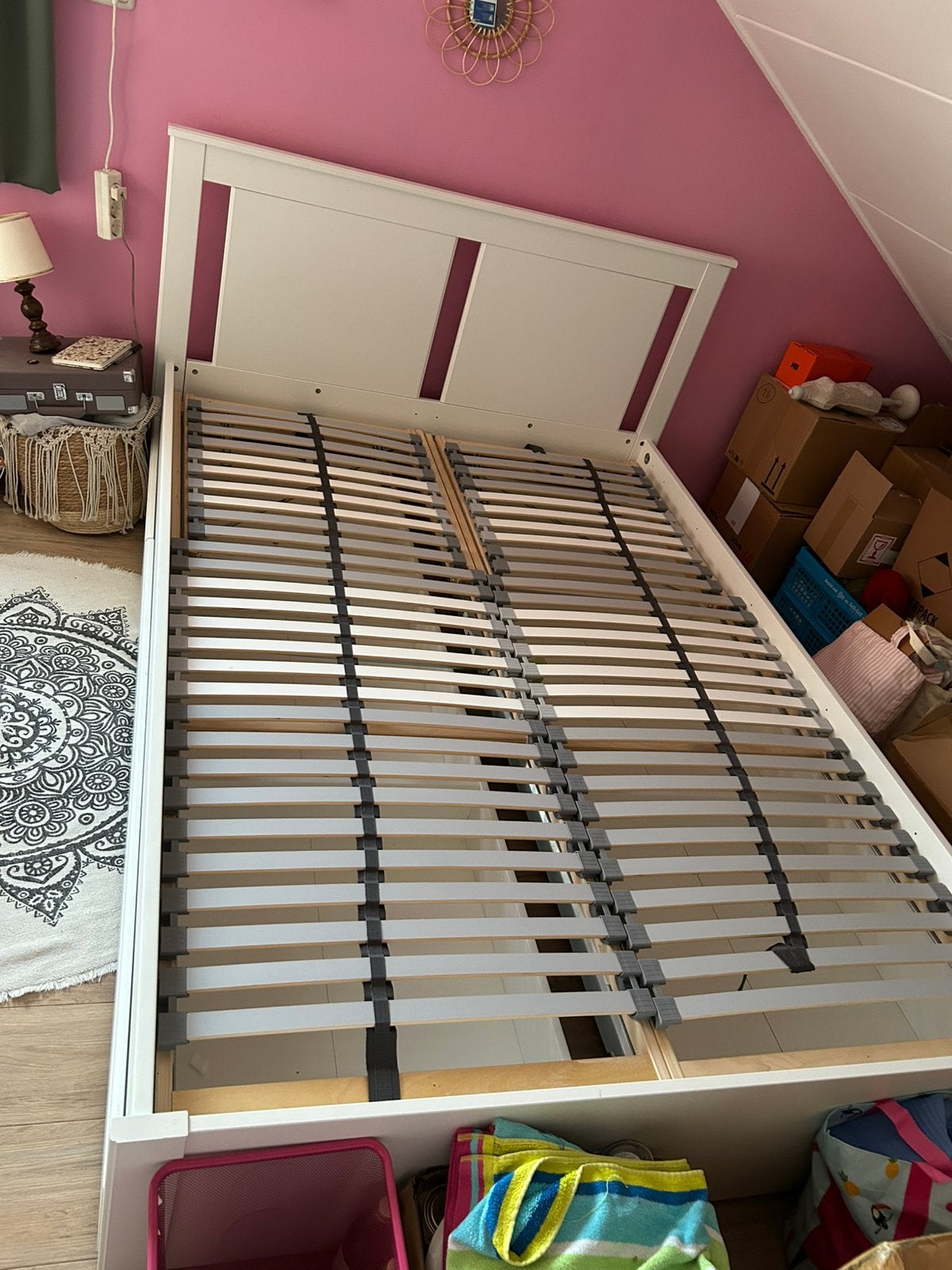Ikea bed 140, Ophalen, Wit, Tweepersoons, 140 cm