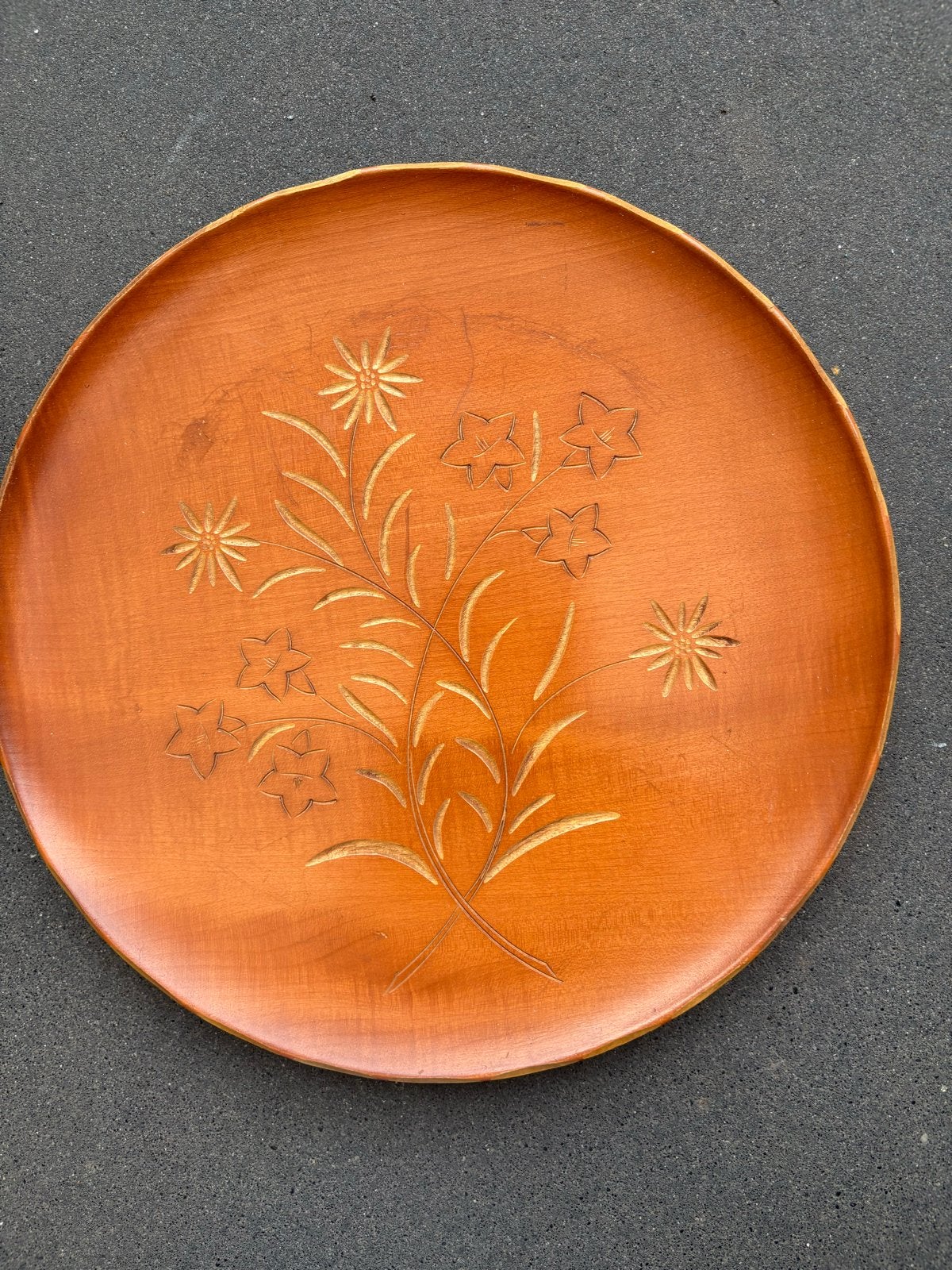 Vintage houten dienblad met bloemmotief, Ophalen of Verzenden