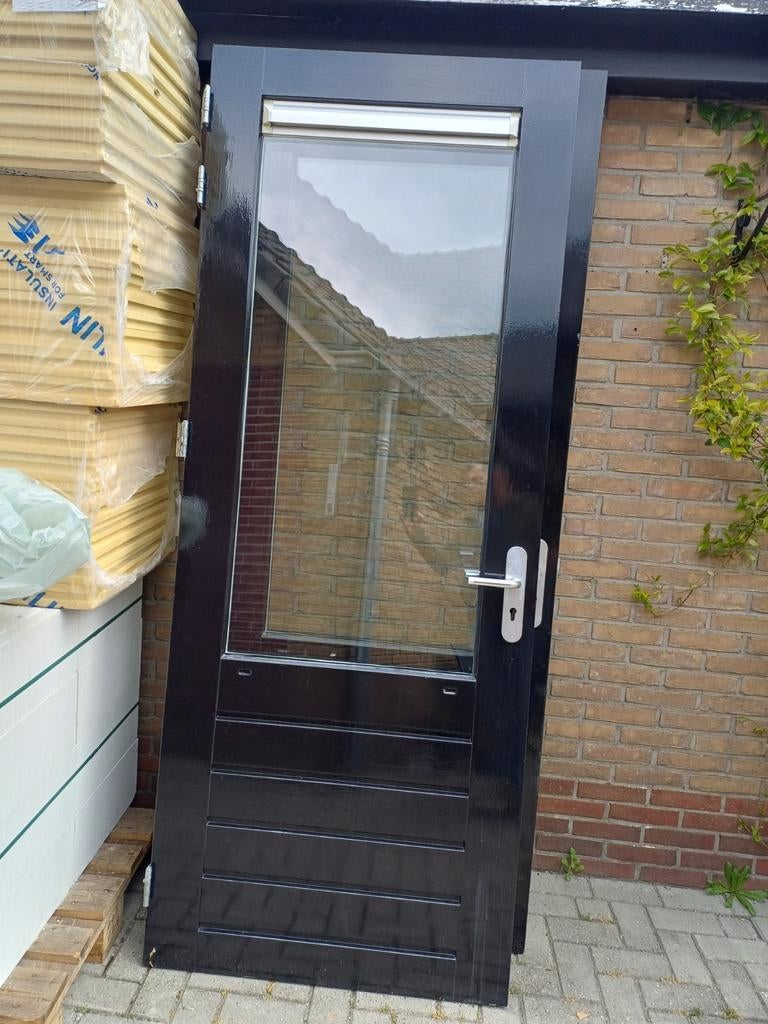 Hardhouten buitendeur kozijn compleet met driepuntssluiting, 100 tot 120 cm, 215 cm of meer, Ophalen of Verzenden, Buitendeur